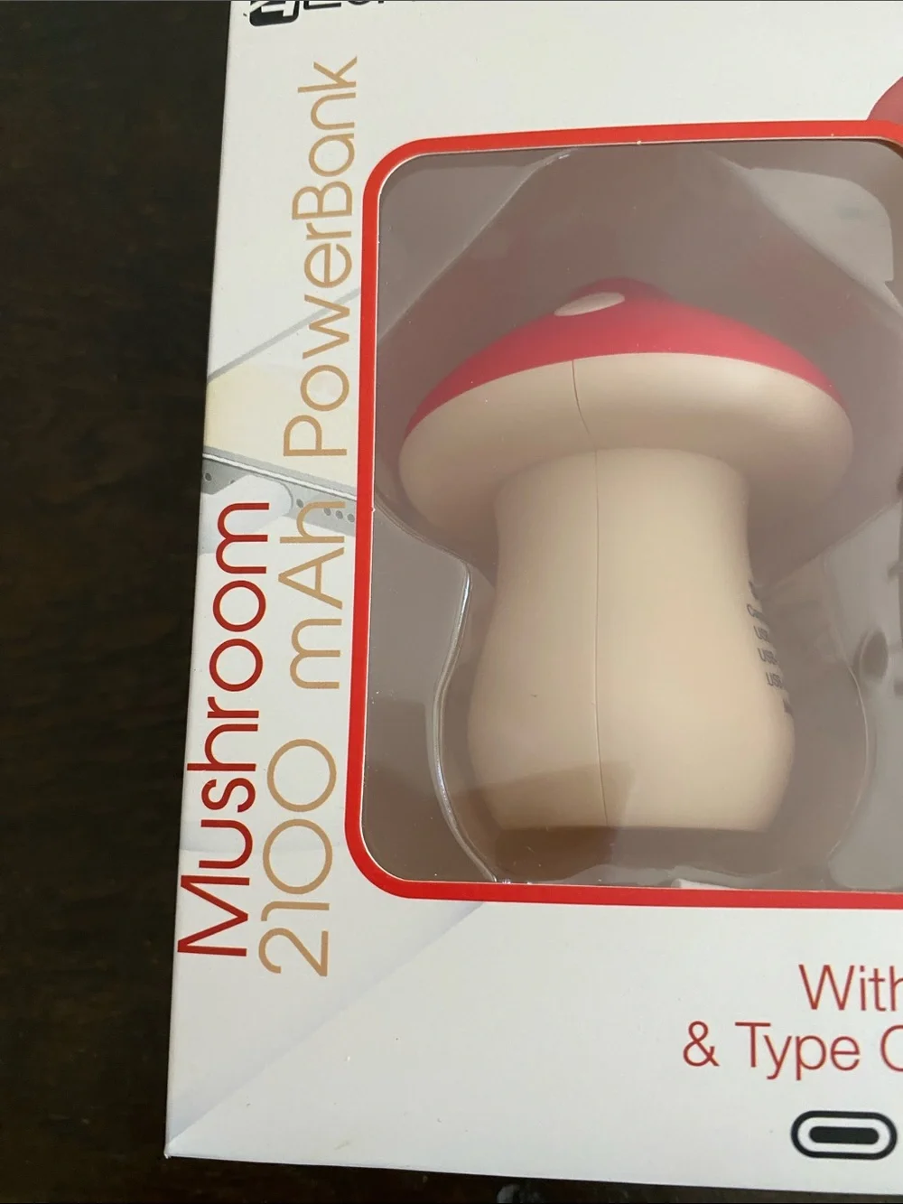 Mushroom 2100mAh Portable Power Bank — Red & Cream